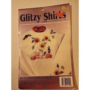 Glitzy Shirts Iron-On Applique Kit #44119 New Sunflowers & Crows grandma core